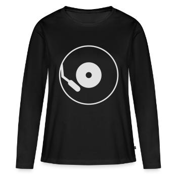 Plateau tournant - T-shirt manches longues Premium bio Femme - noir - Devant - Julia (174cm)