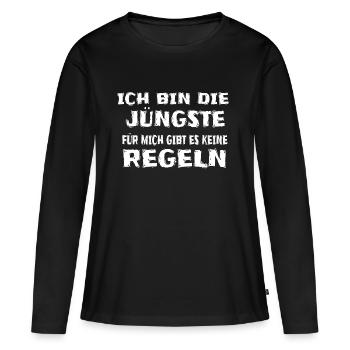 Ich Bin die Jüngste - Frauen Premium Bio Langarmshirt - Schwarz - Vorne - Julia (174cm)