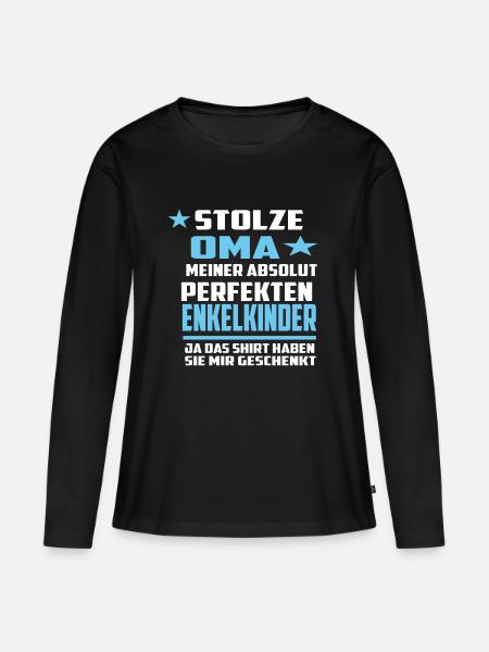 Stolze Oma - Frauen Premium Bio Langarmshirt - Schwarz