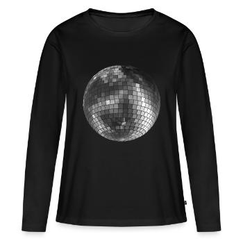 Diskokugel Mirrorball silber - Frauen Premium Bio Langarmshirt - Schwarz - Vorne - Julia (174cm)