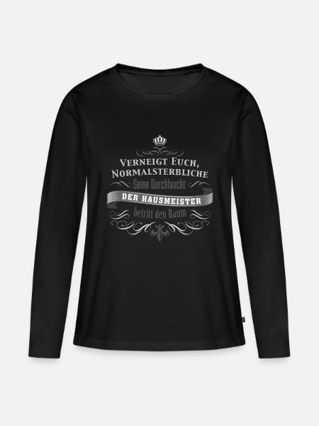 Der Hausmeister betritt den Raum - Frauen Premium Bio Langarmshirt - Schwarz