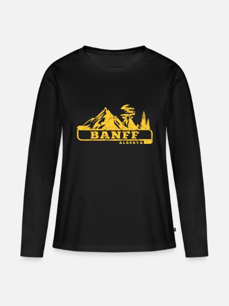 banff alberta - Frauen Premium Bio Langarmshirt - Schwarz