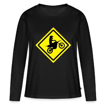 motocross roadsign - T-shirt manches longues Premium bio Femme - noir - Devant - Julia (174cm)