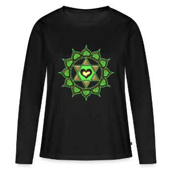 Anahata, Anahata chakra, chakra du cœur, le chakra - T-shirt manches longues Premium bio Femme - noir - Devant - Julia (174cm)