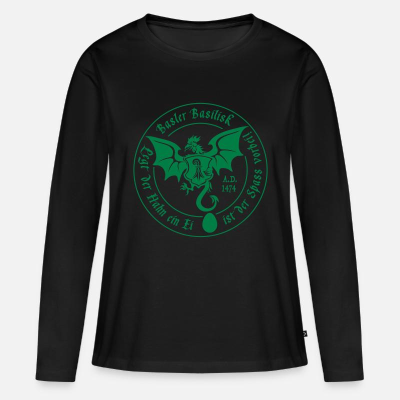 Basilisk von Basel (dunkle Variante) - Frauen Premium Bio Langarmshirt - Schwarz