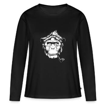 Ironique Chimp - Darks - T-shirt manches longues Premium bio Femme - noir - Devant - Julia (174cm)