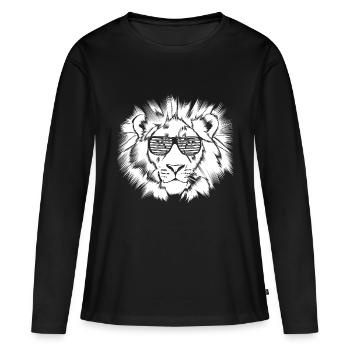 Funky Lion Darks - Frauen Premium Bio Langarmshirt - Schwarz - Vorne - Julia (174cm)