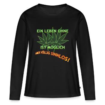 SINNLOS OHNE HANF - Frauen Premium Bio Langarmshirt - Schwarz - Vorne - Julia (174cm)