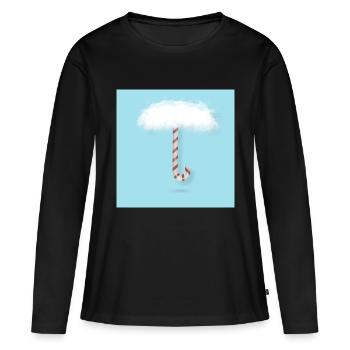Zuckerstange mit Wolken - Frauen Premium Bio Langarmshirt - Schwarz - Vorne - Julia (174cm)