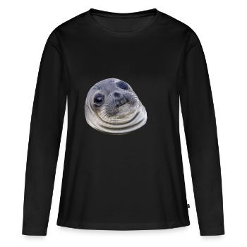 Sceau maladroit - T-shirt manches longues Premium bio Femme - noir - Devant - Julia (174cm)
