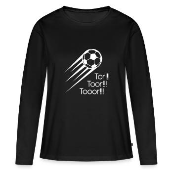 Fußball Sport Tor - Frauen Premium Bio Langarmshirt - Schwarz - Vorne - Julia (174cm)