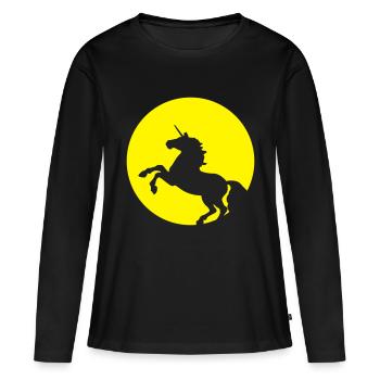 Licorne au Clair de lune - T-shirt manches longues Premium bio Femme - noir - Devant - Julia (174cm)