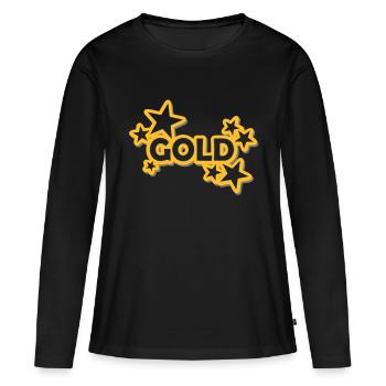 Sticker Gold - Frauen Premium Bio Langarmshirt - Schwarz - Vorne - Julia (174cm)