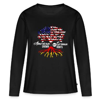 American German - Frauen Premium Bio Langarmshirt - Schwarz - Vorne - Julia (174cm)