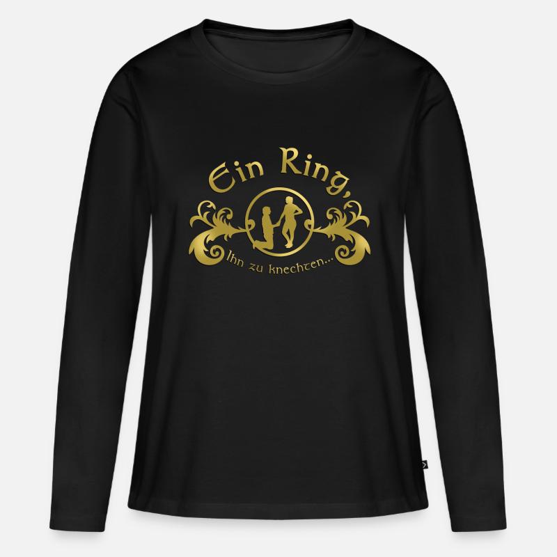 Ein Ring - Frauen Premium Bio Langarmshirt - Schwarz