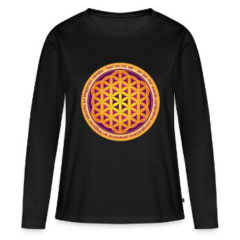 flower_of_life_osiristempel_2moola_stick - Frauen Premium Bio Langarmshirt - Schwarz - Vorne - Julia (174cm)