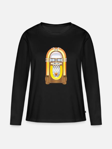 jukebox - Frauen Premium Bio Langarmshirt - Schwarz