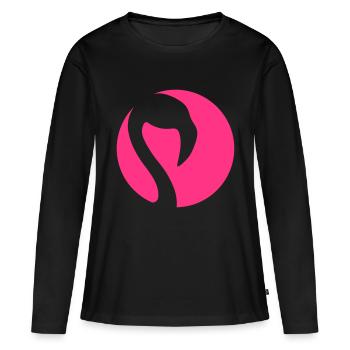 cercle de tête rond logo silhouette contour flamant cl - T-shirt manches longues Premium bio Femme - noir - Devant - Julia (174cm)