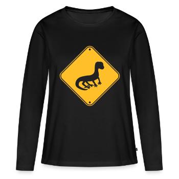 note caution warning caution shield silhouette - Women's Premium Organic Long Sleeve Shirt - black - Front - Julia (174cm)