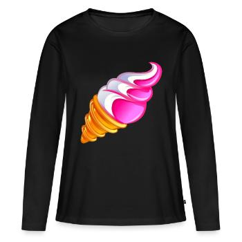 glace vanille fraise kawa - T-shirt manches longues Premium bio Femme - noir - Devant - Julia (174cm)