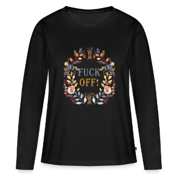 FUCK OFF - Frauen Premium Bio Langarmshirt - Schwarz - Vorne - Julia (174cm)