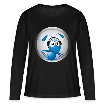 Ameise mit Headset - Frauen Premium Bio Langarmshirt - Schwarz - Vorne - Julia (174cm)