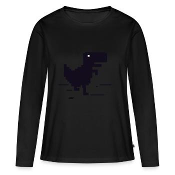 Dinosaure pixel rétro - T-shirt manches longues Premium bio Femme - noir - Devant - Julia (174cm)