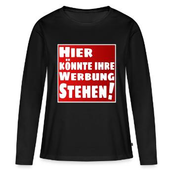 Hier könnte ihre Werbung stehen - Frauen Premium Bio Langarmshirt - Schwarz - Vorne - Julia (174cm)