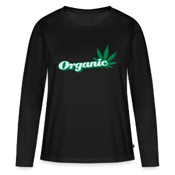 organic Hanfblatt - Frauen Premium Bio Langarmshirt - Schwarz - Vorne - Julia (174cm)