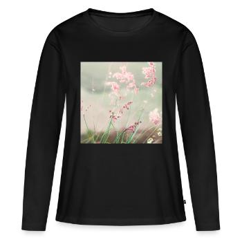 Sommer Wiese Aquarell Natur - Frauen Premium Bio Langarmshirt - Schwarz - Vorne - Julia (174cm)