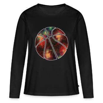 basketball galaxy - T-shirt manches longues Premium bio Femme - noir - Devant - Julia (174cm)
