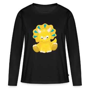DINO - Frauen Premium Bio Langarmshirt - Schwarz - Vorne - Julia (174cm)