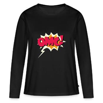 omg comic lettering - T-shirt manches longues Premium bio Femme - noir - Devant - Julia (174cm)