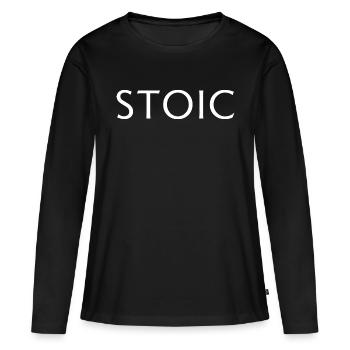 Stoïcisme t-shirt - T-shirt manches longues Premium bio Femme - noir - Devant - Julia (174cm)