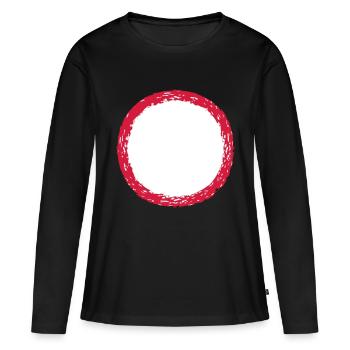 fissures rond cercle anneau rond bande ligne poutres u - T-shirt manches longues Premium bio Femme - noir - Devant - Julia (174cm)