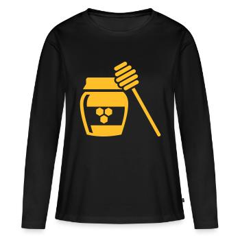 Honig - Frauen Premium Bio Langarmshirt - Schwarz - Vorne - Julia (174cm)
