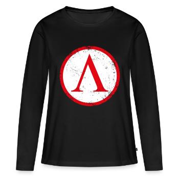 Spartan shield used - Frauen Premium Bio Langarmshirt - Schwarz - Vorne - Julia (174cm)