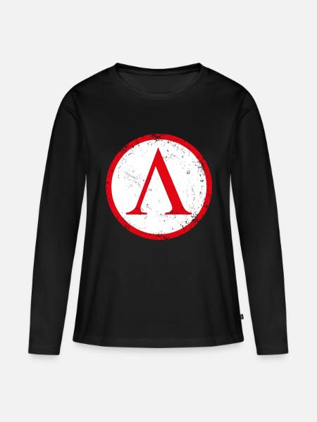 Spartan shield used - Frauen Premium Bio Langarmshirt - Schwarz