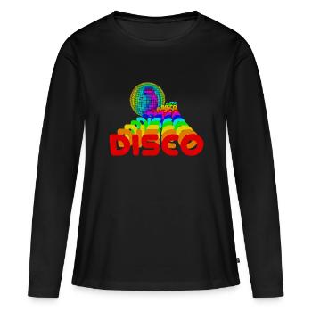 Disco - T-shirt manches longues Premium bio Femme - noir - Devant - Julia (174cm)
