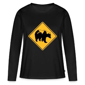 Grizzly Road Sign - Frauen Premium Bio Langarmshirt - Schwarz - Vorne - Julia (174cm)