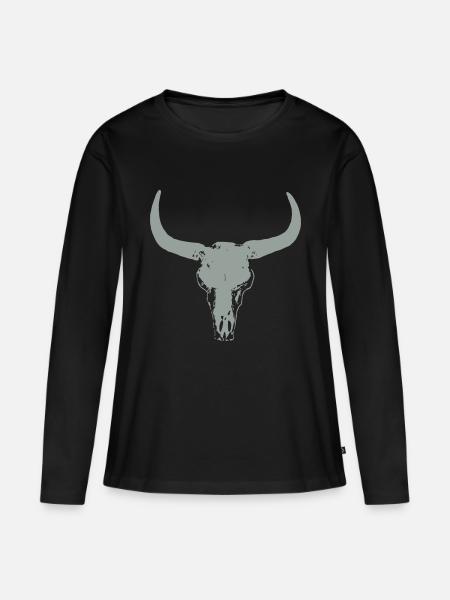 Buffalo Skull - Frauen Premium Bio Langarmshirt - Schwarz