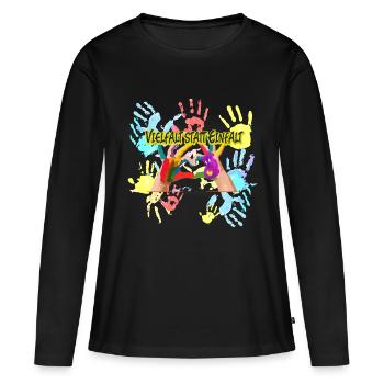Vielfalt statt Einfalt - Frauen Premium Bio Langarmshirt - Schwarz - Vorne - Julia (174cm)