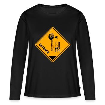 Outback Road Sign - Frauen Premium Bio Langarmshirt - Schwarz - Vorne - Julia (174cm)