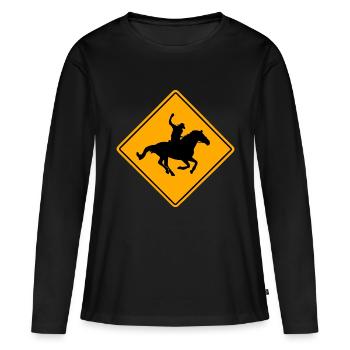 Western Road Sign - Frauen Premium Bio Langarmshirt - Schwarz - Vorne - Julia (174cm)