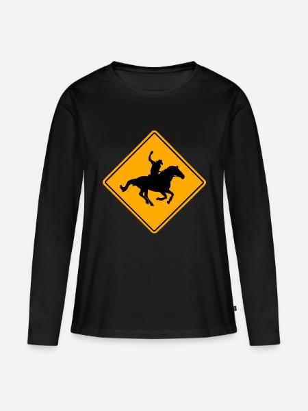 Western Road Sign - Frauen Premium Bio Langarmshirt - Schwarz