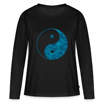 yin yang - T-shirt manches longues Premium bio Femme - noir - Devant - Julia (174cm)