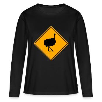 Ostrich Road Sign - Frauen Premium Bio Langarmshirt - Schwarz - Vorne - Julia (174cm)