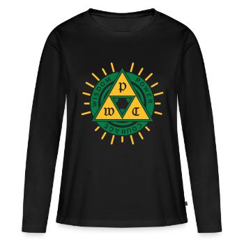 Triangle Emblème - T-shirt manches longues Premium bio Femme - noir - Devant - Julia (174cm)