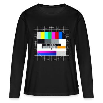 Testbild Fernsehen Bildschirm Sendeschluss Display - Frauen Premium Bio Langarmshirt - Schwarz - Vorne - Julia (174cm)