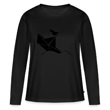 Sinking paper boat / paper titanic (1c) - Women's Premium Organic Long Sleeve Shirt - black - Front - Julia (174cm)
